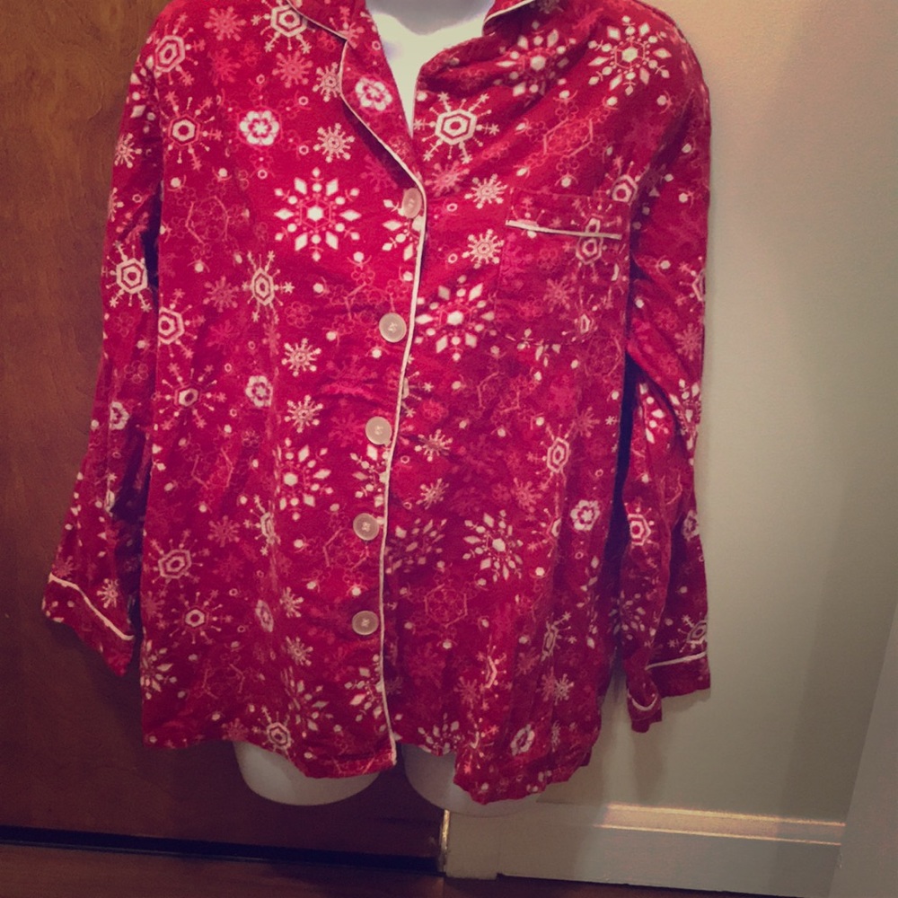 Festive button up pajama shirt